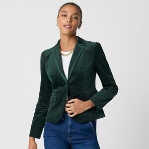 J. Crew Women's Velvet Schoolboy Blazer Darkest Forest Green Size 22 NWT